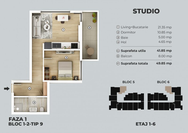 Ilfov Apartament Tip Studio - Siena Residence: Spatiu, Confort si Natura!